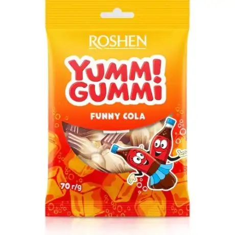 Roshen Yummi Gummi Funny Cola zselé, 70g