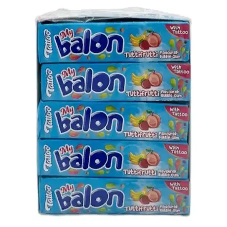 Mybalon Tattoo rágógumi tutti frutti ízű 18g, 20 db-os doboz